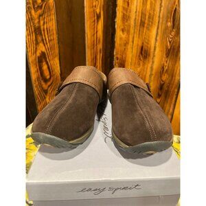 Easy Spirit Eseliana Brown Suede & Leather Slip-On Clogs Womens 9M w/ Box